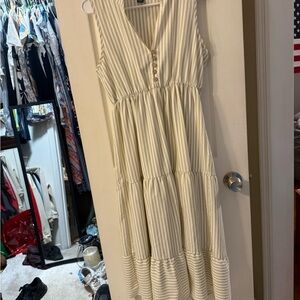 SHEIN Cream Sleeveless Smocked Maxi Sundress